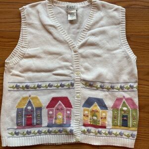 Vintage Grandma House Patterned Sweater Vest